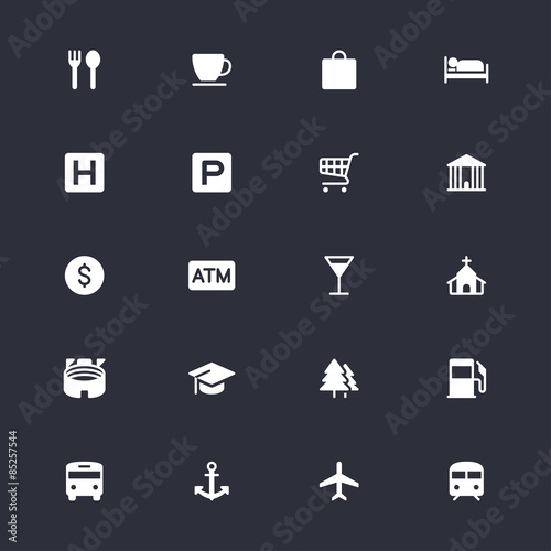 Map and location flat icons