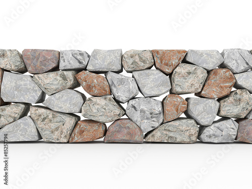 Quadro em tela Stone wall rendered on white