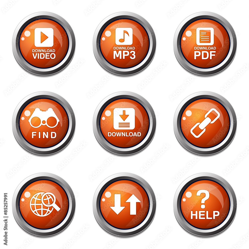 Multimedia Web Internet Orange Vector Button Icon Design Set Multimedia Web Internet Orange Vector Button Icon Design Set