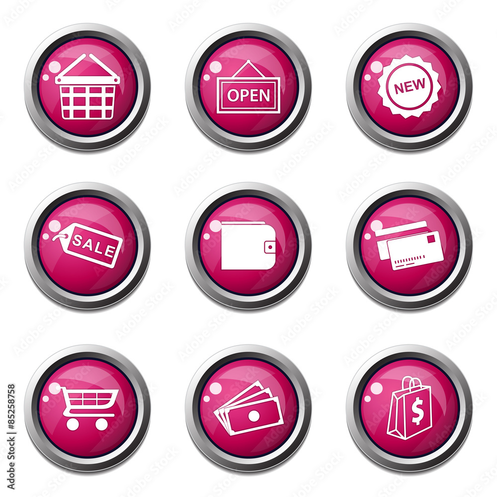 Shopping Sign Pink Vector Button Icon Design Set 2 Shopping Sign Pink Vector Button Icon Design Set 2