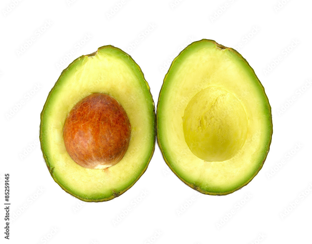 Avocado on white background