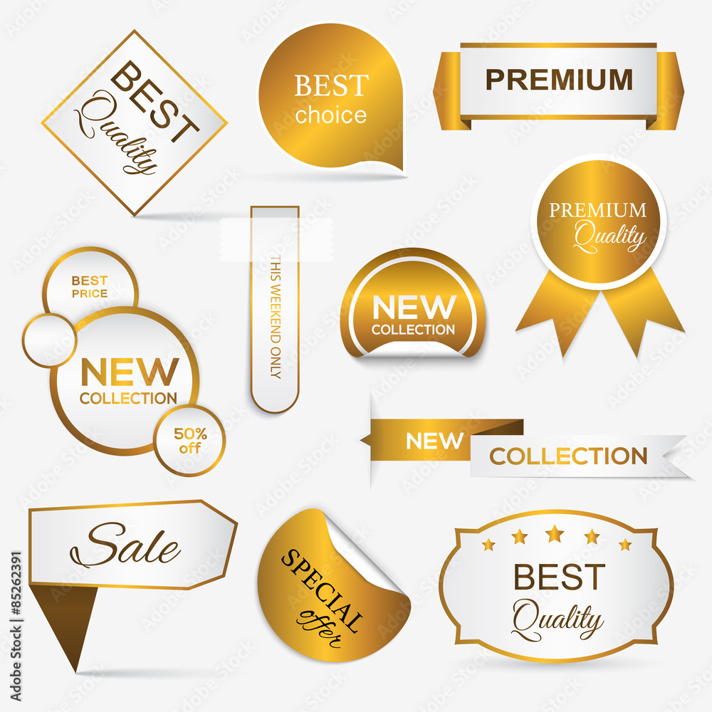 Obraz premium Collection of golden premium promo seals/stickers.