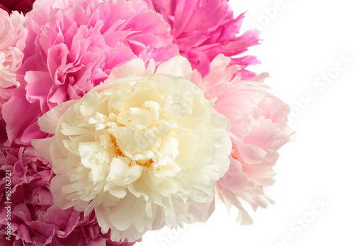 Bouquet of different color peonies