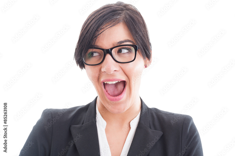 Excited and enthusiastic business woman face