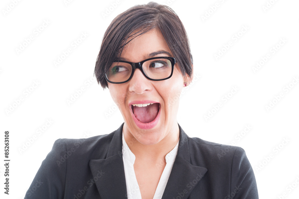 Excited and enthusiastic business woman face Excited and enthusiastic business woman face