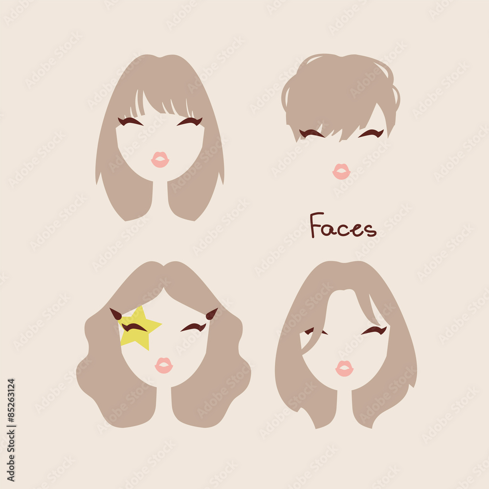 fashion girls with make up and hairstyles vector fashion girls with make up and hairstyles vector