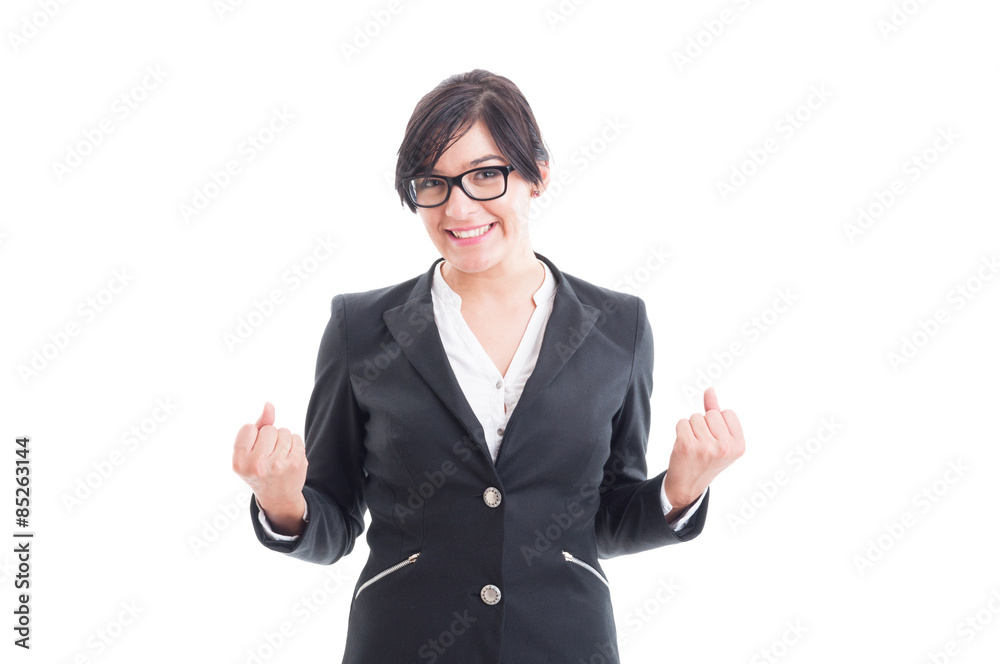 Portrait of a business woman celebrating success Portrait of a business woman celebrating success