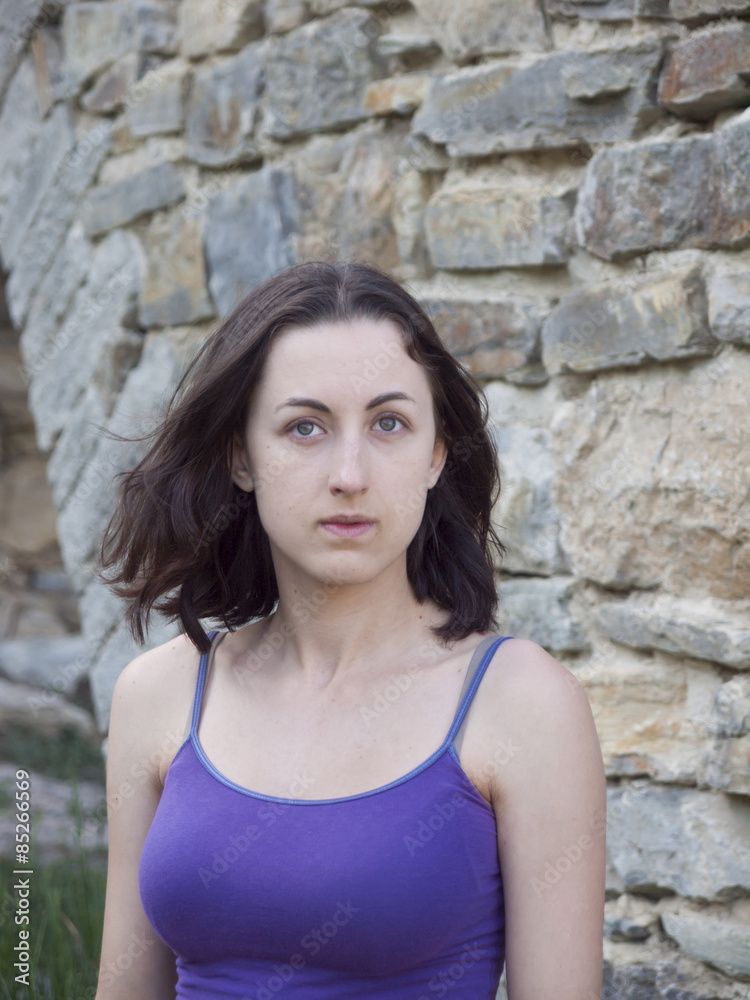 Beautiful brunette with a sad face. Beautiful brunette with a sad face.