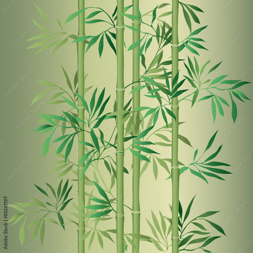 Fototapeta premium Bamboo leaf background. Floral seamless texture with leaves.