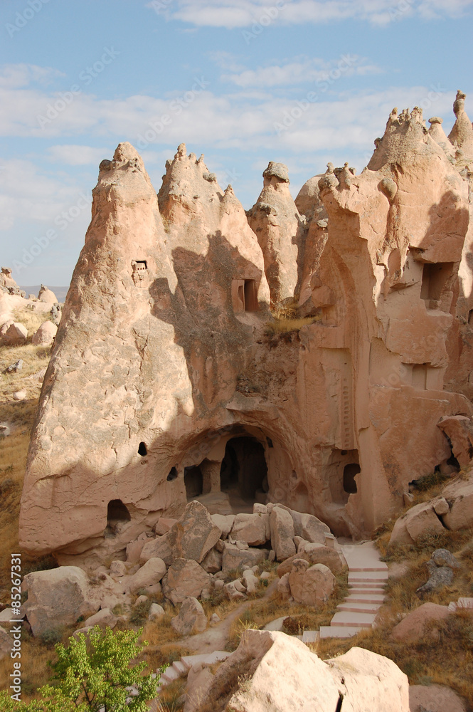 Ortahisar cave city in Cappadocia, Turkey
