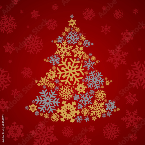 Christmas silver and gold snowflakes tree