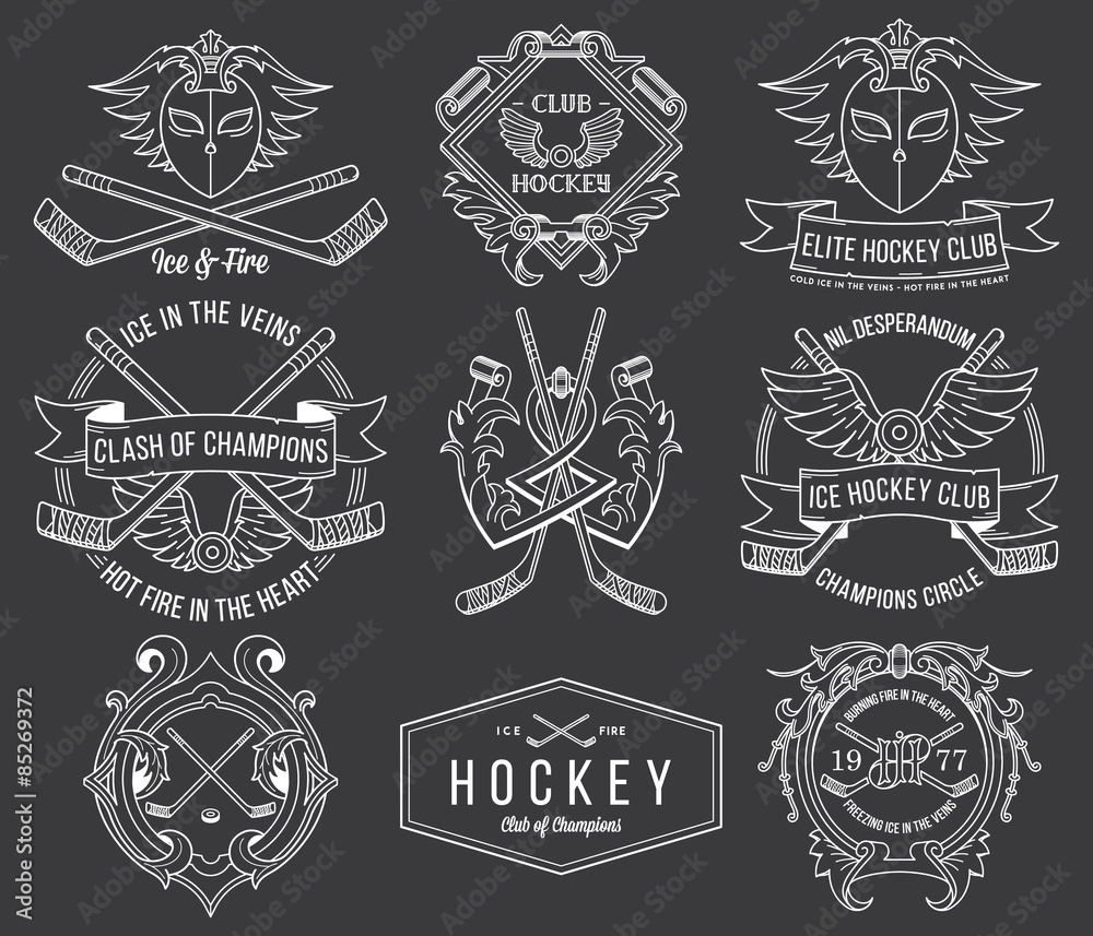 Fototapeta premium Hockey badges and labels vol. 1 white