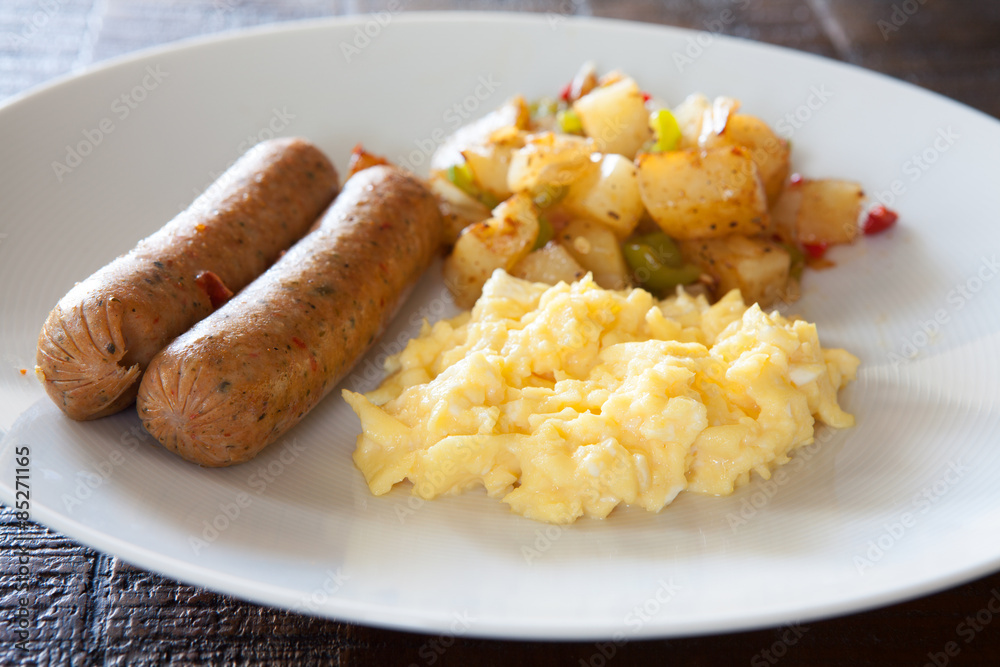 Scrambled Eggs and Sausages