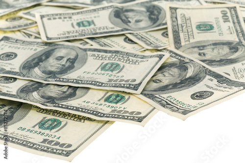 Hundred Dollar Bills on white background