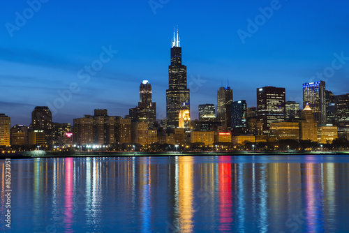 City of Chicago Skyline and Night Lights