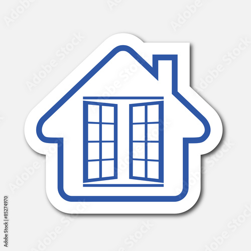 Logo maison et fenêtre.