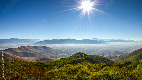 Panoramic view at Oaxaca city from Monte Alban in Mexico