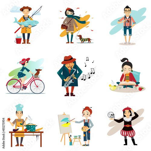 Active Lifestyle, Hobbies, Healthy Lifestyle Icons Set 
