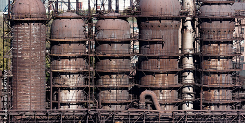Photos Steel construction of the blast furnace on the plant