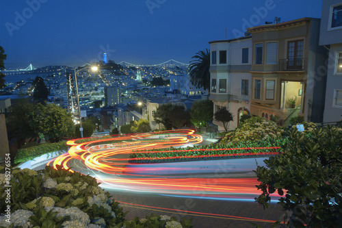 Famous Attraction Lombard Stret in San Francisco at Night