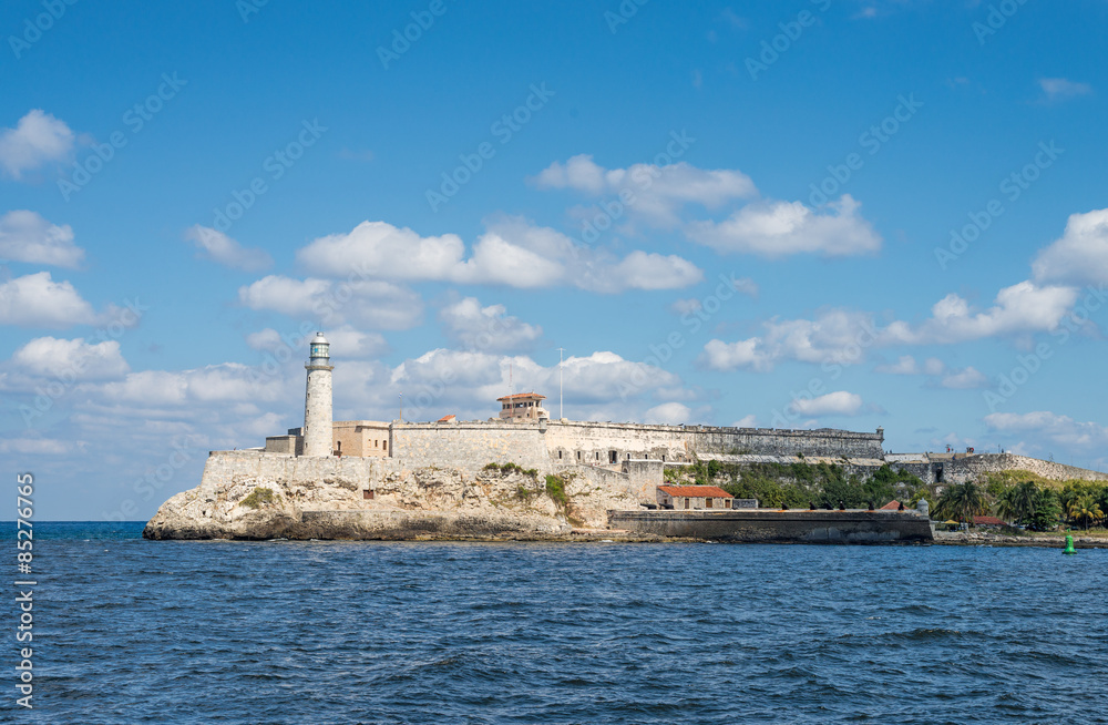 The historic fortress and lighthouse of El Morro in the entrance of Havana Bay, Cuba.