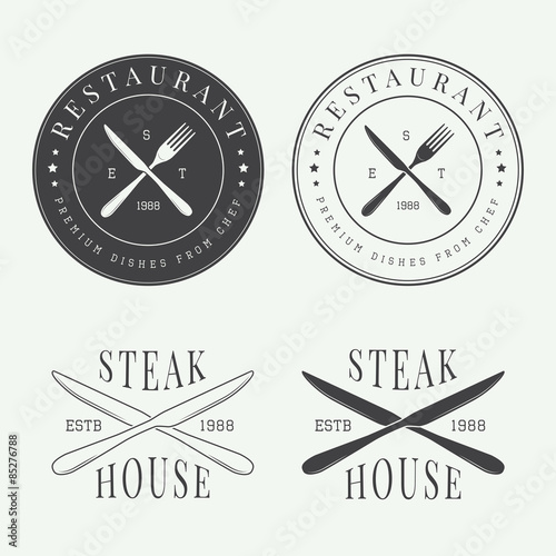 Set of vintage restaurant logo, badge and emblem