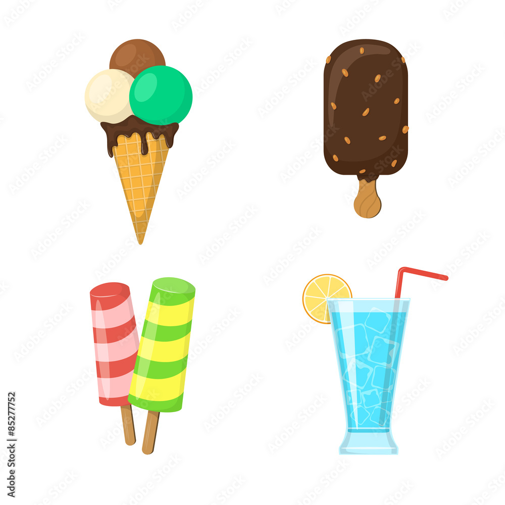Ice cream and drink. Ice cream and drink.