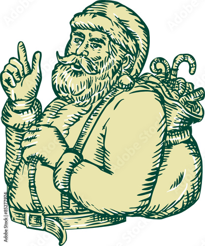 Santa Claus Pointing Side Etching