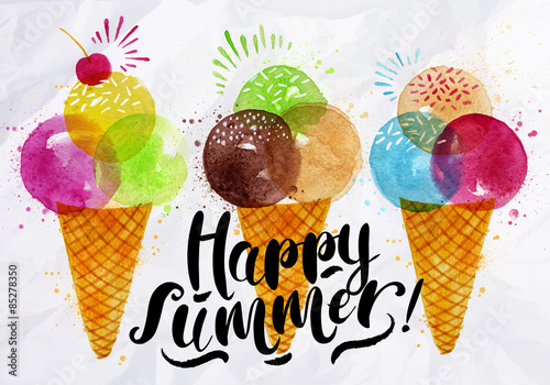 Watercolor ice cream cones