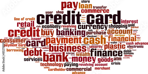 Credit card shopping word cloud concept. Vector illustration
