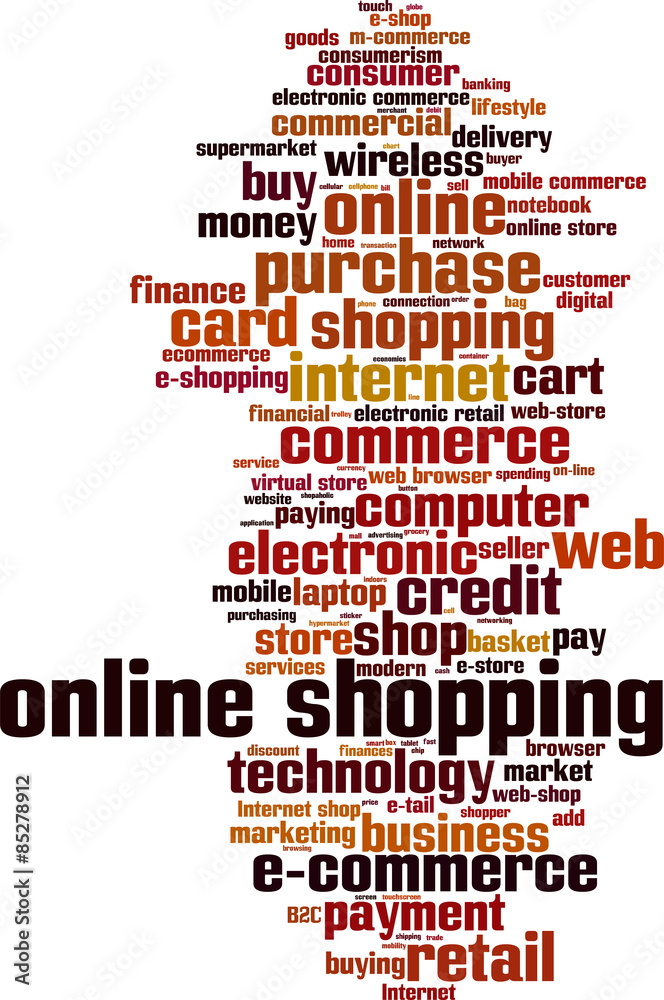 Online shopping word cloud concept. Vector illustration