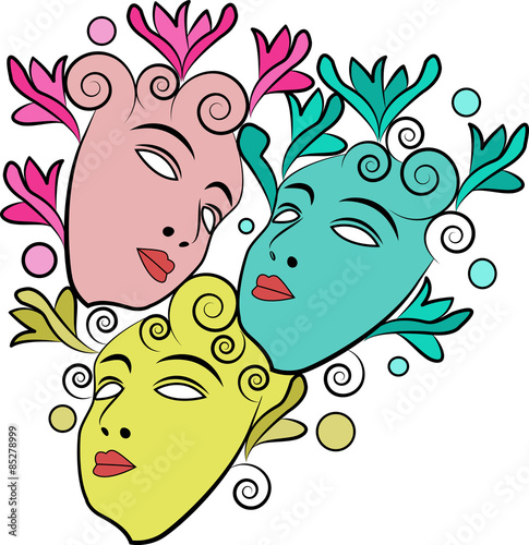 vector illustration of a colored masks set