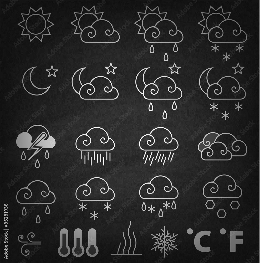 Weather forecast icons set Weather forecast icons set