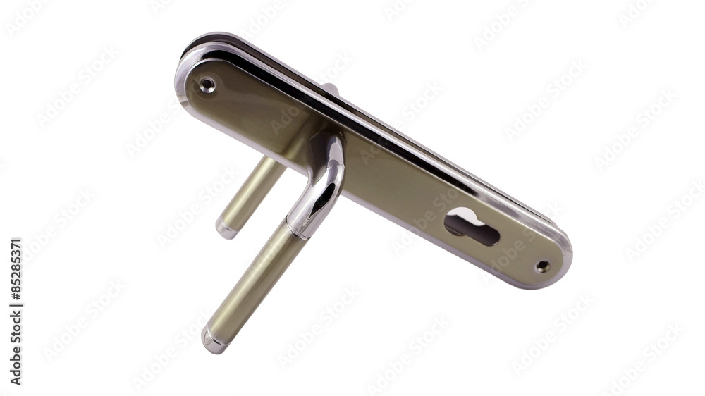 Door handle for silver on a white background Door handle for silver on a white background