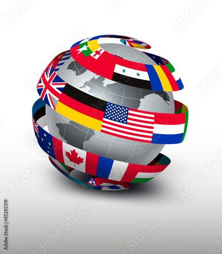 Globe made of a strip of flags. Vector.