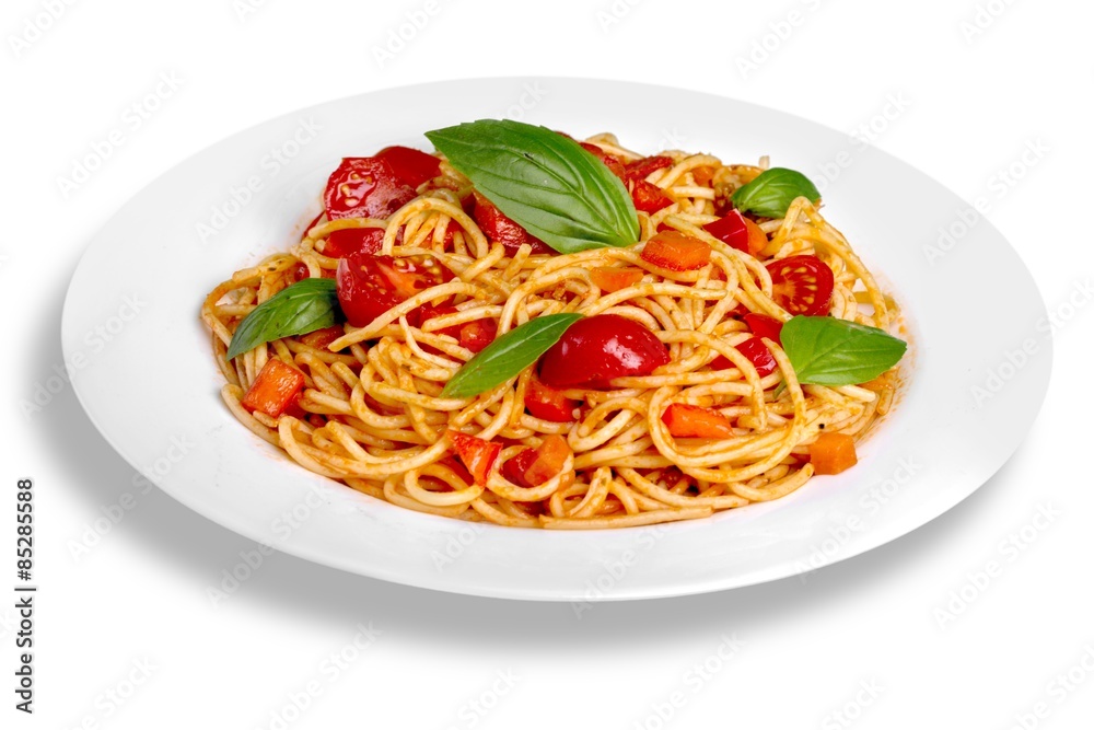 Spaghetti, pasta, plate.