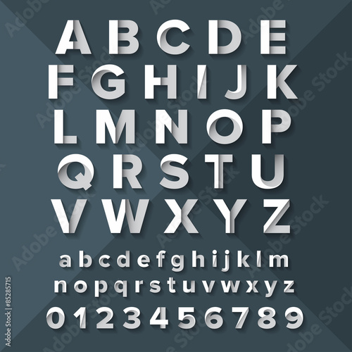 Vector Alphabet Set Silver on Dark Blue background. 