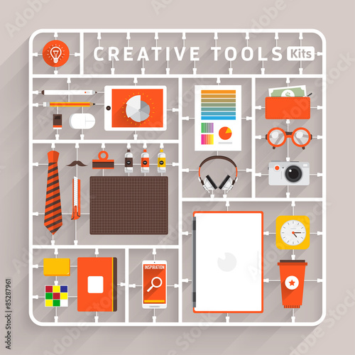 Vector flat design model kits business Tools. Element for use to success creative thinking