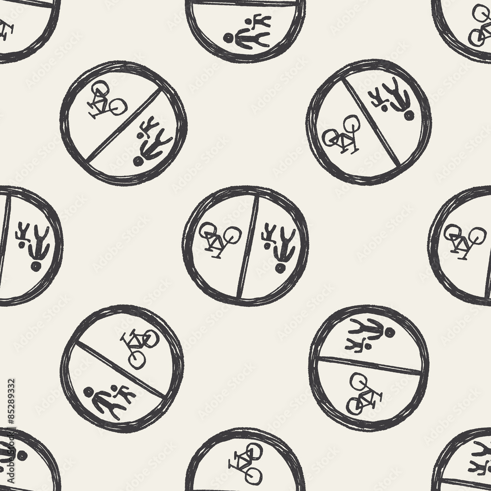 only wolk and bike doodle seamless pattern background