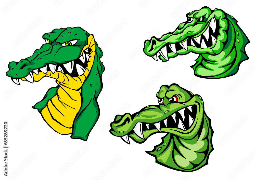Obraz premium Crocodiles with bared teeth cartoon characters