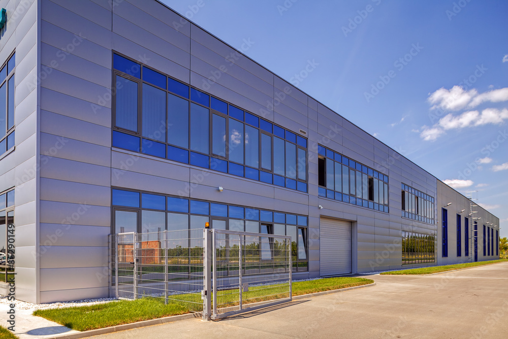Aluminum facade on industrial building