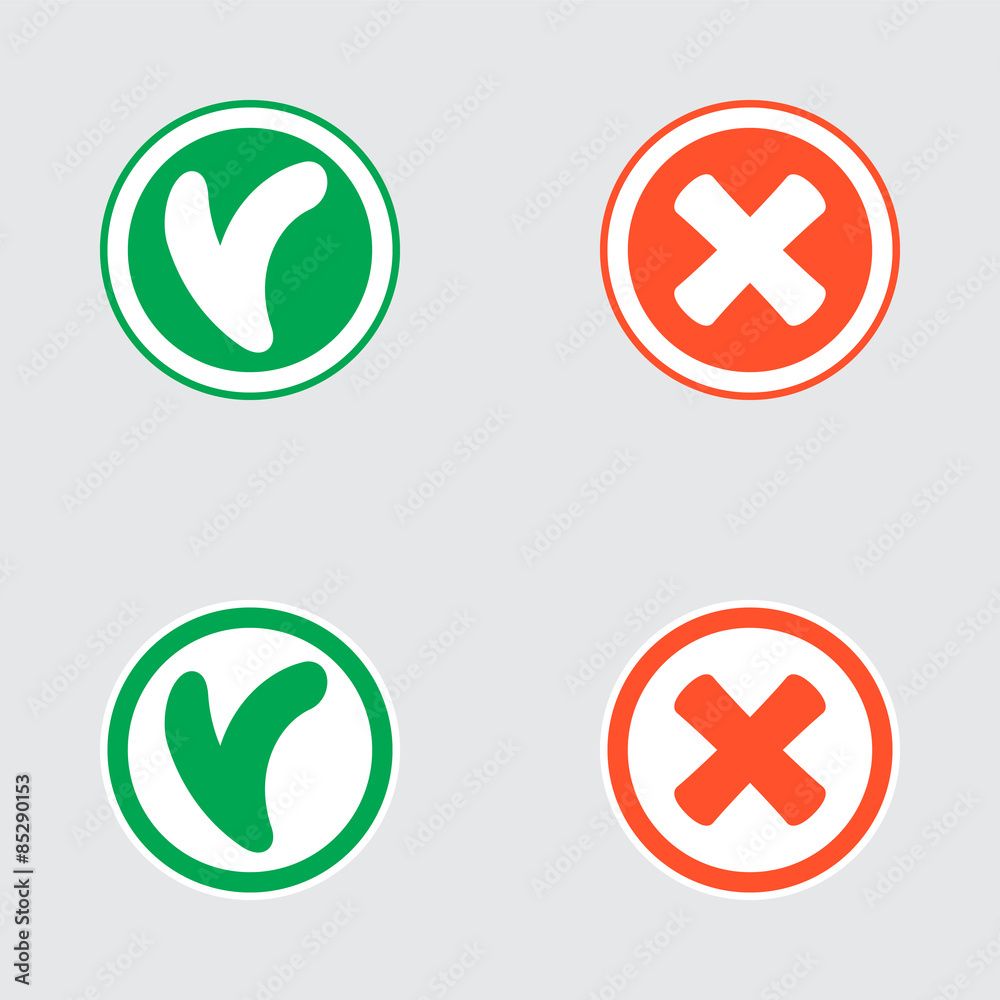 Fototapeta premium Variations of Ticks and Crosses