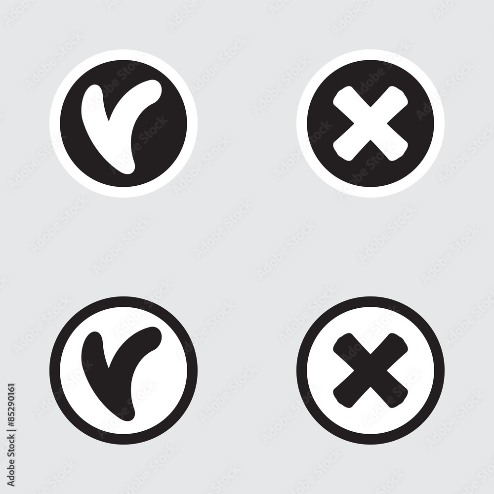 Fototapeta premium Variations of Ticks and Crosses