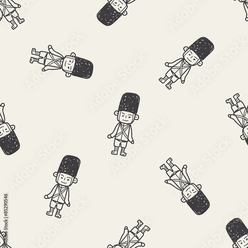 England Soldier doodle seamless pattern background