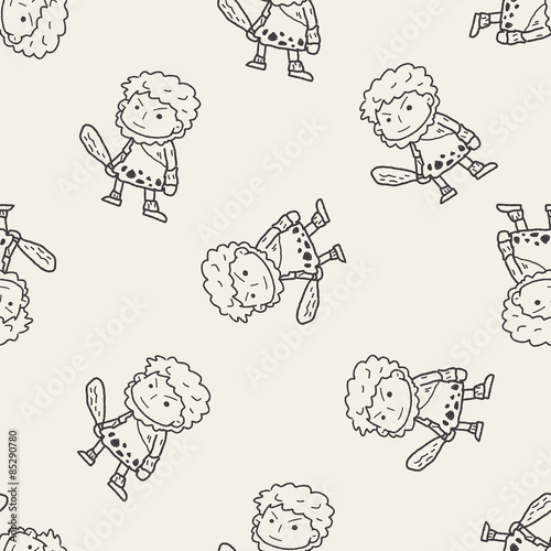 caveman doodle seamless pattern background