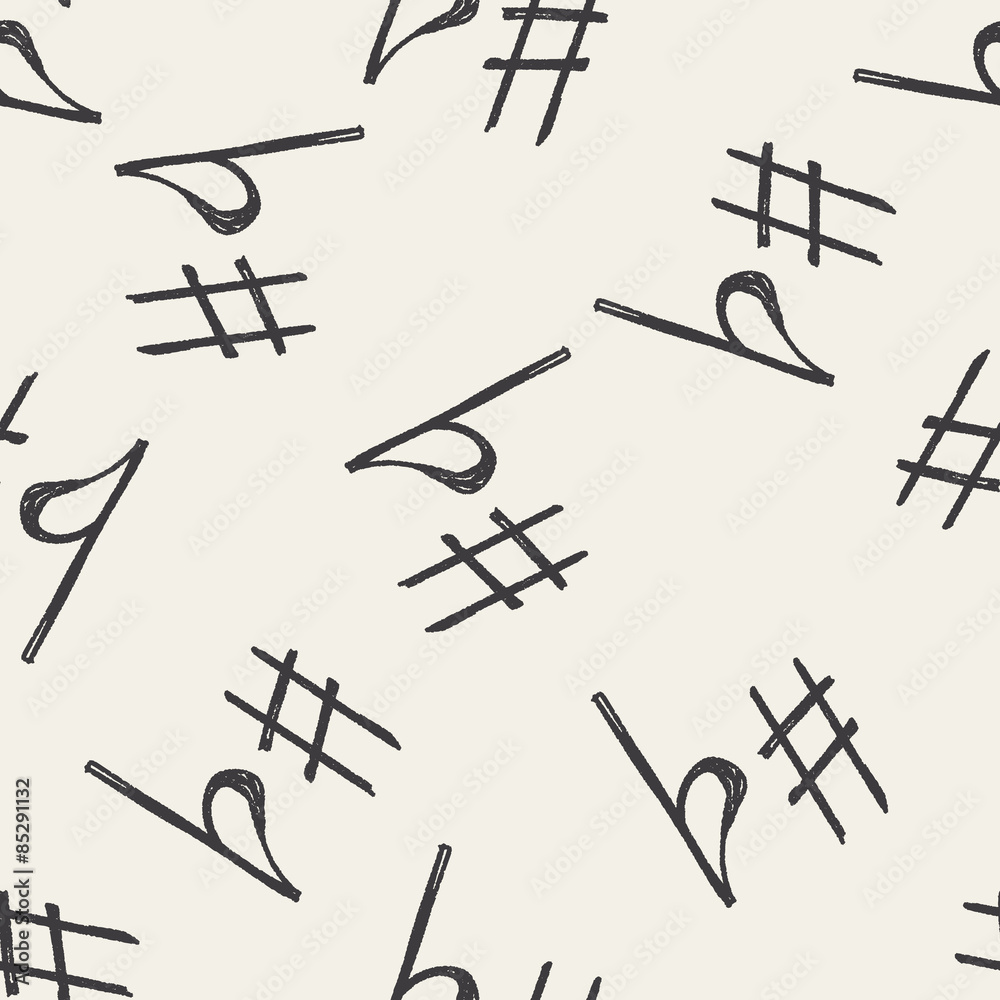 music note doodle seamless pattern background