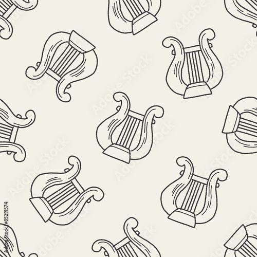 harp doodle seamless pattern background