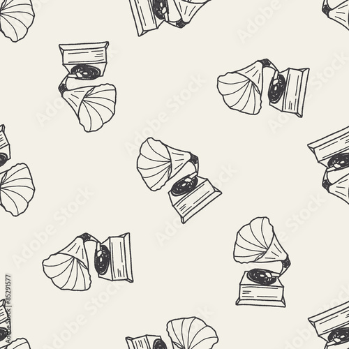 gramophone doodle seamless pattern background