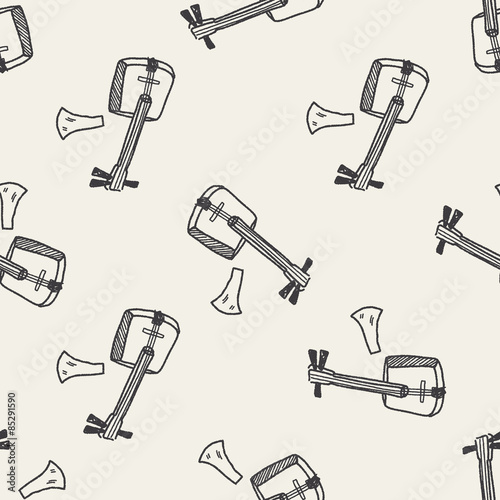 Banjo doodle seamless pattern background