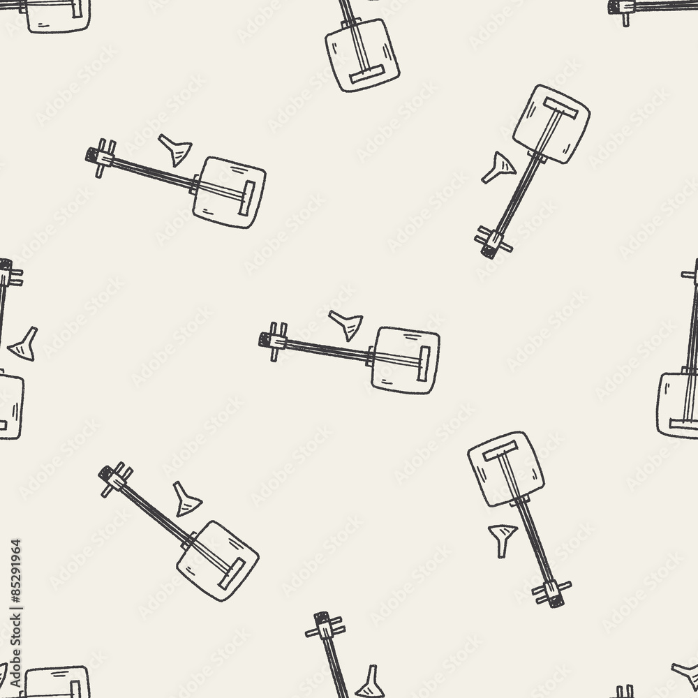 banjo doodle seamless pattern background